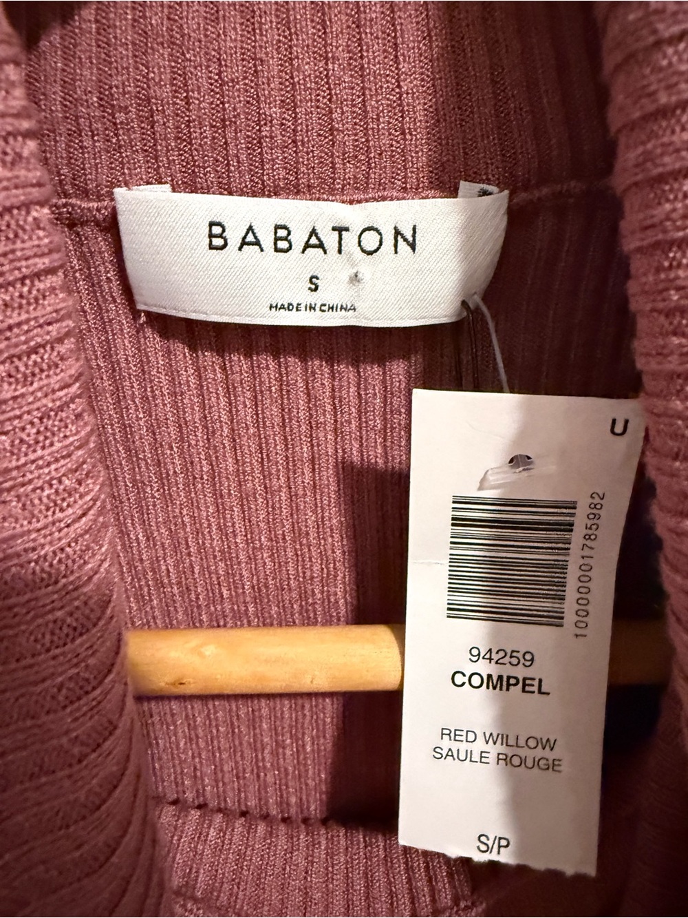Aritzia Babaton Compel Turtleneck Sweater Red Willow Mauve Pink Ribbed S New - Picture 5 of 11